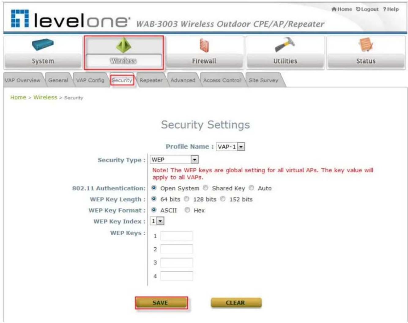 LEVELONE WAB-3003 - Settings - 1
