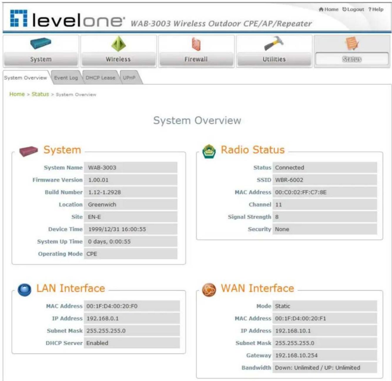 LEVELONE WAB-3003 - Step 3: Login Success - 1