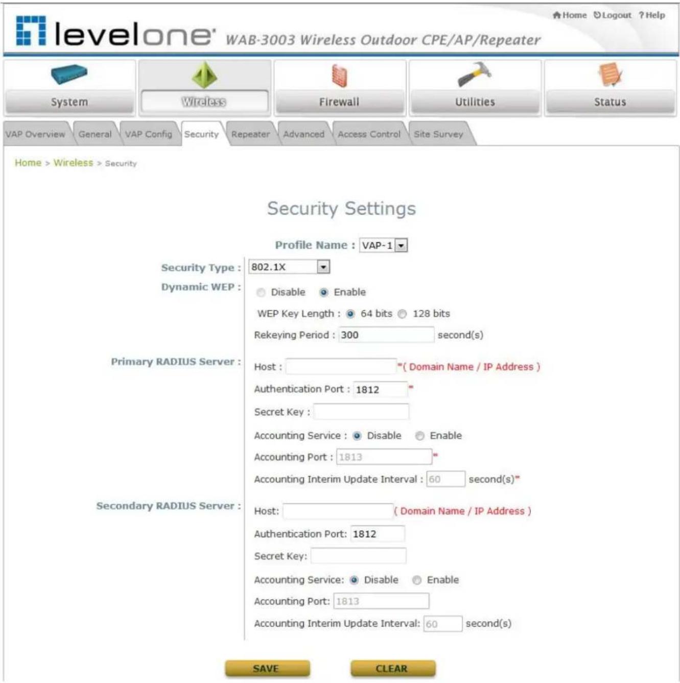 LEVELONE WAB-3003 - Security Settings - 3
