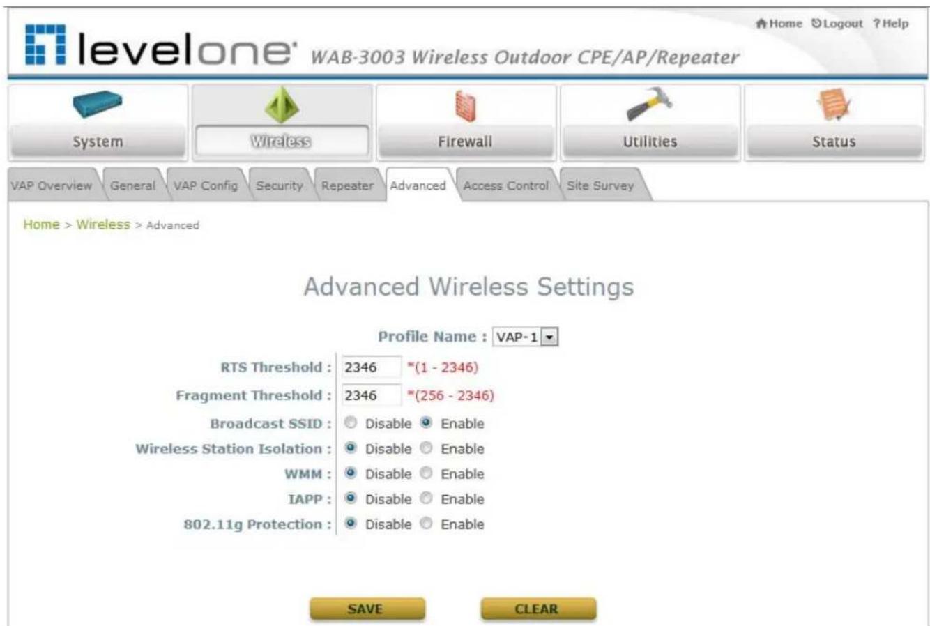 LEVELONE WAB-3003 - Advanced Wireless Settings - 1