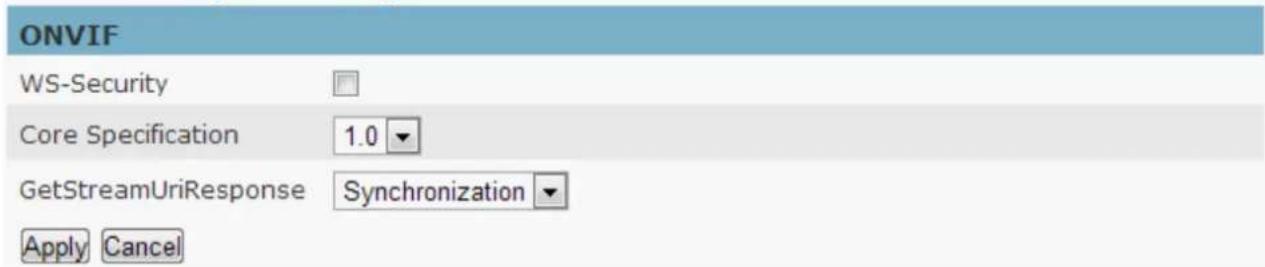ONVIF WS-Security Core Specification 1.0 GetStreamUriResponse Synchronization Apply Cancel