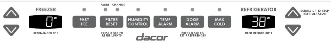 Dacor IF36BNNFSF - Setting the Controls - 1