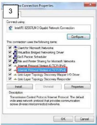 Connect using: Intel/R1 32567LM-3 Gigabit Network Connection Configure... This connection uses the following items: ✓ Client for Microsoft Networks ✓ VirtualBox Enclosed Networking Driver ✓ GoS Packet Scheduler ✓ File and Printer Sharing for Microsoft Networks ✓ Internet Protocol Version 6 (TCP/IPv5) ✓ Internet Protocol Version 4 (TCP/IPv4) ✓ Link-Layer Topology Discovery Mapper I/O Driver ✓ Link-Layer Topology Discovery Responder Install Install Properties Description Transmission Control Protocol/Internet Protocol. The default wide area network protocol that provides communication across diverse interconnected networks. OK Cancel