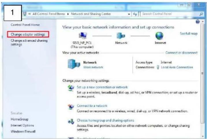 1 All Control Panel Items ▶ Network and Sharing Center ▶ Search Control Panel Control Panel Home Change adapter settings Change advanced sharing settings See also HomeGroup Internet Options Windows Firewall View your basic network information and set up connections SISO_NP_PCI (This computer) Network Internet See full map View your active networks Connect or disconnect Network Work network Access type: Internet Connections: Local Area Connection Change your networking settings Set up a new connection or network Set up a wireless, broadband, dial-up, ad hoc, or VPN connection; or set up a router or access point. Connect to a network Connect or reconnect to a wireless, wired, dial-up, or VPN network connection. Choose homegroup and sharing options Access files and printers located on other network computers, or change sharing settings.