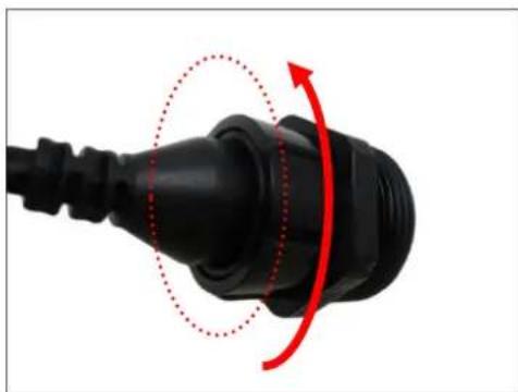 ACTi I910 - Insert the Ethernet cable through the flexible conduit. Then insert the clamping nut through the flexible conduit. - 4