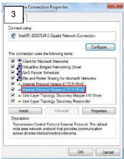 3 Connect using: Intel(R) 32567LN-3 Gigabit Network Connection Configure... This connection uses the following items: ✓ Client for Microsoft Networks ✓ VirtualBox Enclosed Networking Driver ✓ QoS Packet Scheduler ✓ File and Printer Sharing for Microsoft Networks ✓ Internet Protocol Version 6 (TCP/IPv5) ✓ Internet Protocol Version 4 (TCP/IPv4) ✓ Link-Layer Topology Discovery Mapper I/O Driver ✓ Link-Layer Topology Discovery Responder Install Uninstall Properties Description Transmission Control Protocol/Internet Protocol. The default wide area network protocol that provides communication across diverse interconnected networks. OK Cancel