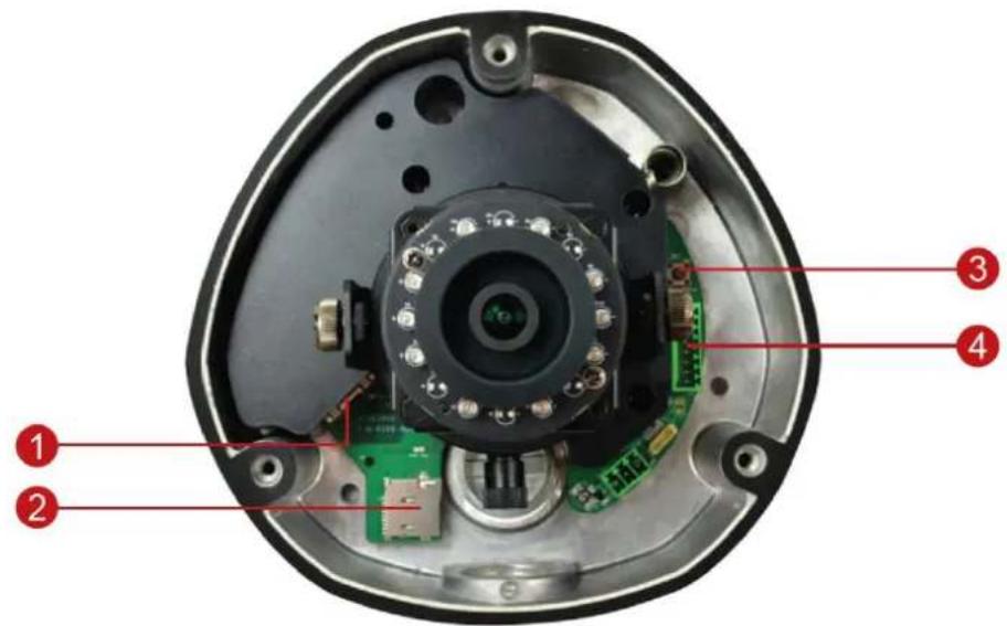 Labeled diagram of an electronic device showing internal components and parts with numbered annotations