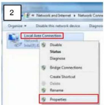 2 Network and Internet Organize Disable this network device Diagnosis Local Area Connection Network Init(R) E Disable Status Diagnose Bridge Connections Create Shortcut Delete Rename Properties