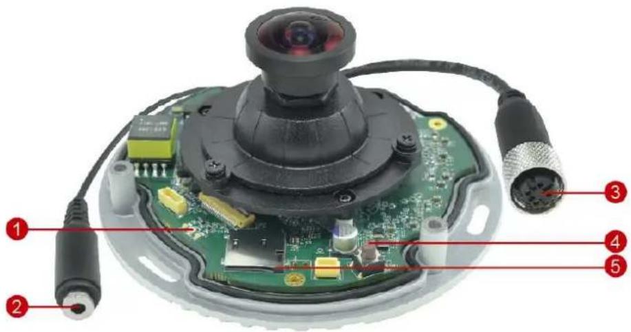 Labeled diagram of a camera module with numbered components for identification