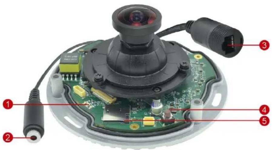 Labeled diagram of a camera module with numbered parts and components