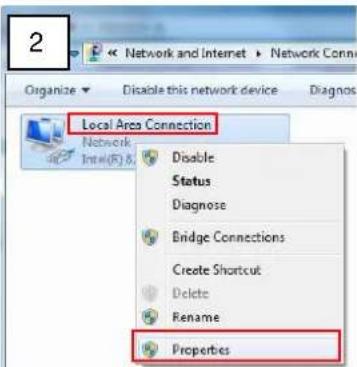 2 Organize Disable this network device Diagnosis Local Area Connection Network Intel(R) & Disable Status Diagnose Bridge Connections Create Shortcut Delete Rename Properties