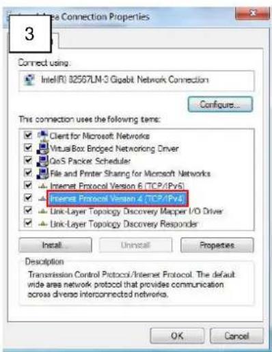3 Connect using: Intel(R) 32567LM-3 Gigabit Network Connection Configure... This connection uses the following items: Client for Microsoft Networks Virtual Box Enclosed Networking Driver GoS Packet Scheduler File and Printer Sharing for Microsoft Networks Internet Protocol Version 6 (TCP/IPv5) Internet Protocol Version 4 (TCP/IPv4) Link-Layer Topology Discovery Mapper I/O Driver Link-Layer Topology Discovery Responder Install Uninstall Properties Description Transmission Control Protocol/Internet Protocol. The default wide area network protocol that provides communication across diverse interconnected networks. OK Cancel