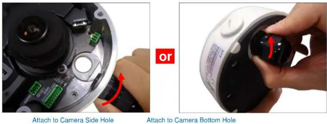 Attach to Camera Side Hole or Attach to Camera Bottom Hole