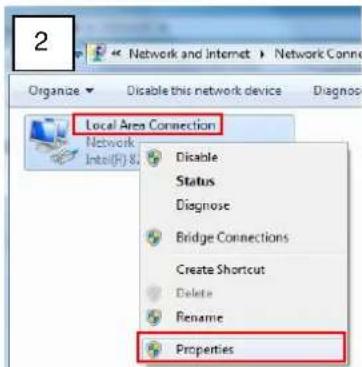 2 Organize Disable this network device Diagnos Local Area Connection Network Intel(R) & Disable Status Diagnose Bridge Connections Create Shortcut Delete Rename Properties