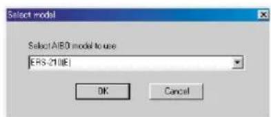 Select model Select AIB0 model to use ERS-210E OK Cancel