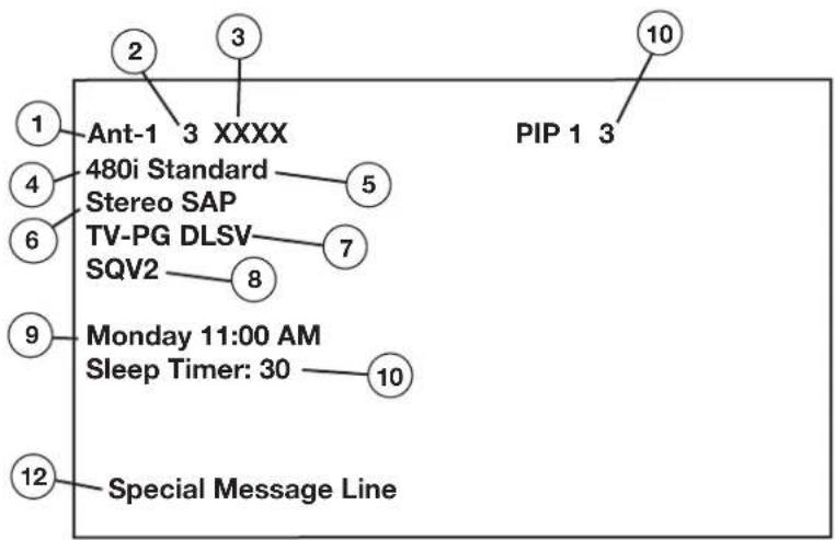 Ant-1 3 XXXX 480i Standard Stereo SAP TV-PG DLSV SQV2 8 Monday 11:00 AM Sleep Timer: 30 Special Message Line PIP 1 3 10 2 3 4 6 9 12