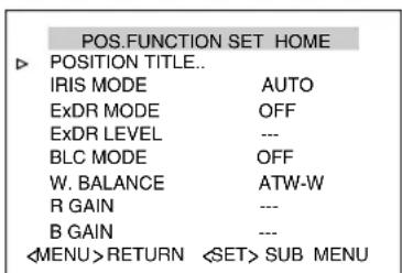 JVC TK-C685WPE - 3Shift up and down the [PAN/TILT] lever, move the cursor (▷) to the [POS.FUNCTION SET..] item and press the [SET] button - 2