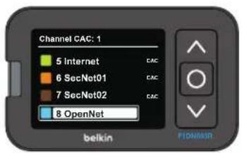 Channel CAC: 1 5 Internet 6 SecNet01 7 SecNet02 8 OpenNet belkin Fidvision