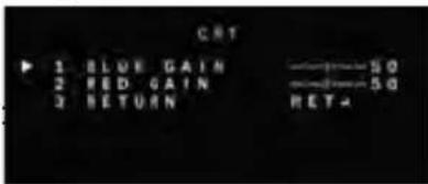 CRT 1 BLUE GAIN ———— SO 2 RED GAIN ———— SO 3 RETURN RET-