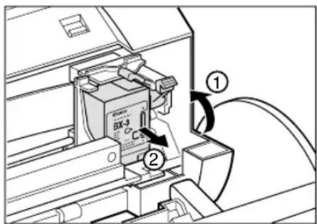 Technical diagram showing a device labeled DX-3 with numbered components and directional arrows indicating motion or assembly.