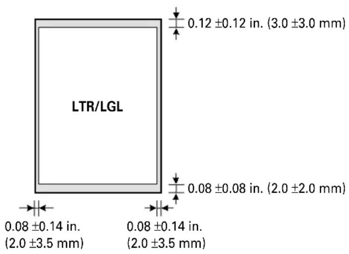 LTR/LGL 0.12 ±0.12 in. (3.0 ±3.0 mm) 0.08 ±0.08 in. (2.0 ±2.0 mm) 0.08 ±0.14 in. (2.0 ±3.5 mm) 0.08 ±0.14 in. (2.0 ±3.5 mm)