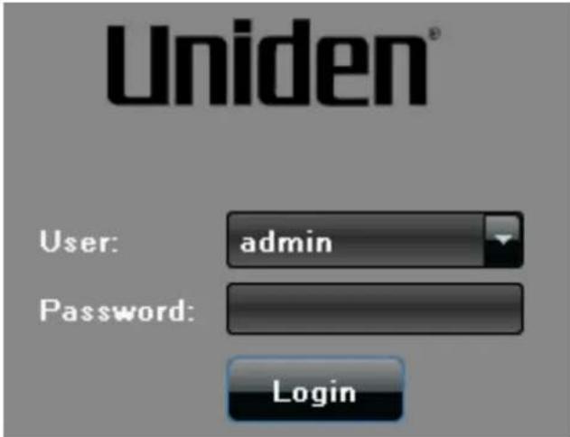 Uniden® User: admin Password: Login