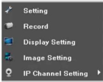 Setting Record Display Setting Image Setting IP Channel Setting