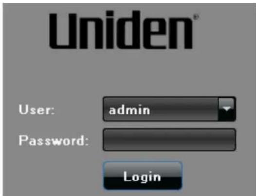 Uniden® User: admin Password: Login