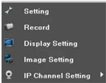 Setting Record Display Setting Image Setting IP Channel Setting
