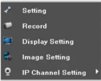 Setting Record Display Setting Image Setting IP Channel Setting