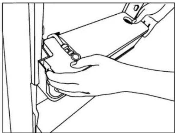 Line drawing of hands holding a clipboard and pen, no text or symbols present.