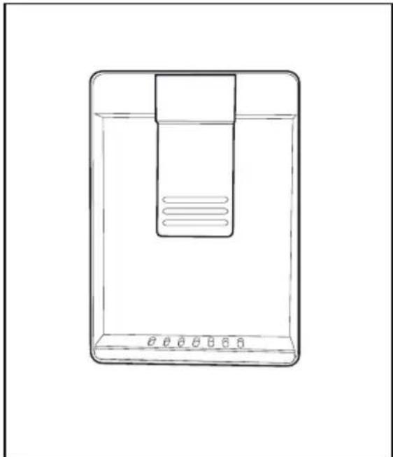 Line drawing of a rectangular device with a vertical stack and internal components, no text or symbols present.