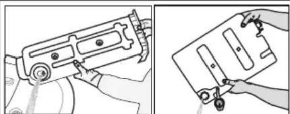 Two-step diagram showing a device being processed and then assembled, with no visible text or symbols.