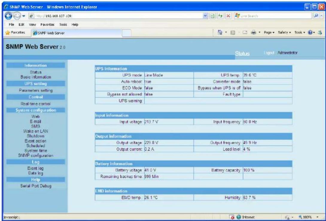 PowerPlus SNMP Web Management - Status - 1