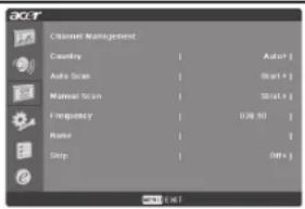 Camera Management Country Auto Scan Manual Scan Frequency Rate Sleep Auto Start Start 0.08 (1) Off