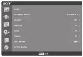 OCCUT Audio Scenario Mode: Volume: Baffle: Bass: Tread: Sims view: Reset Audio Standard H: 10 0 0 0 OFF: CNC1-451