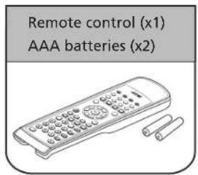 Remote control (x1) AAA batteries (x2)