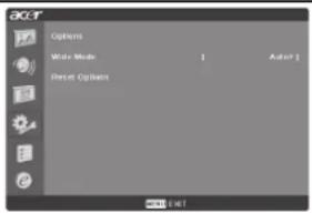 Options Wide Mode Reset Options Auto+1