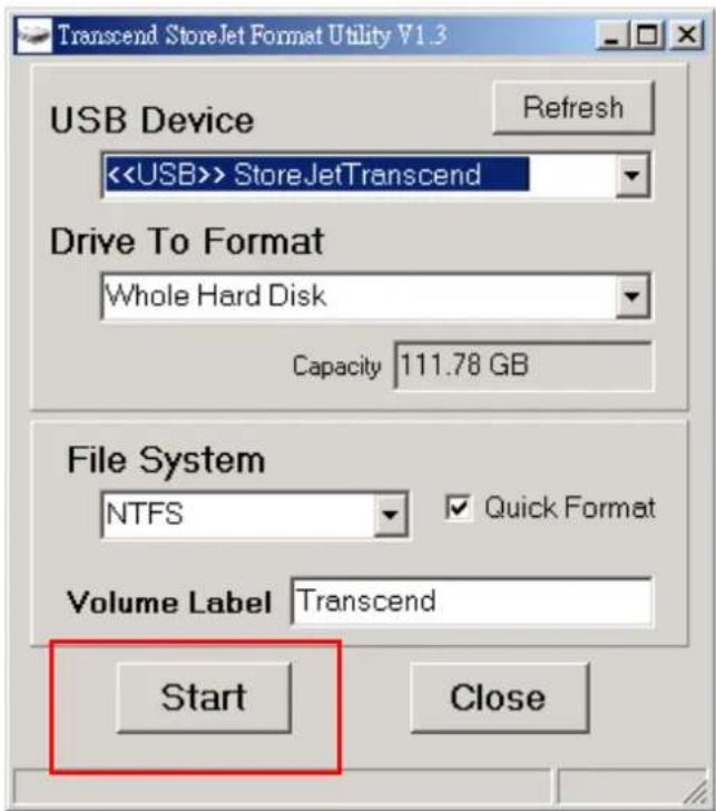 TRANSCEND StoreJet 18 mobile - Press "Start". - 1