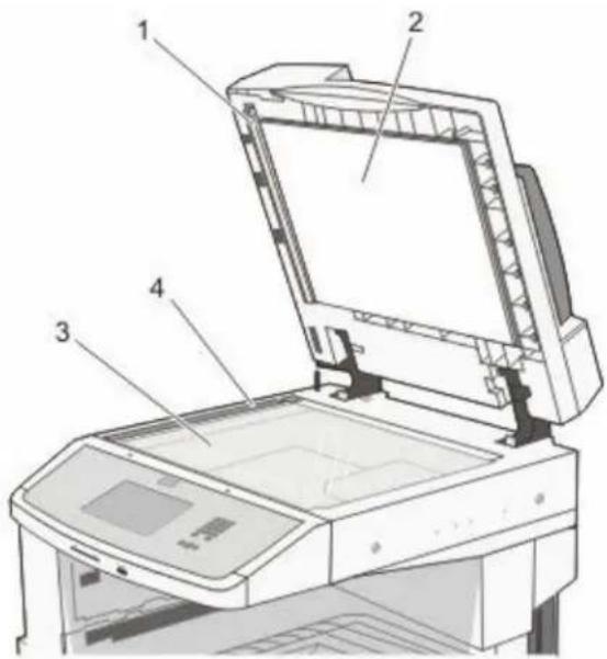 LEXMARK X862dte 4 - Cleaning the scanner glass - 1