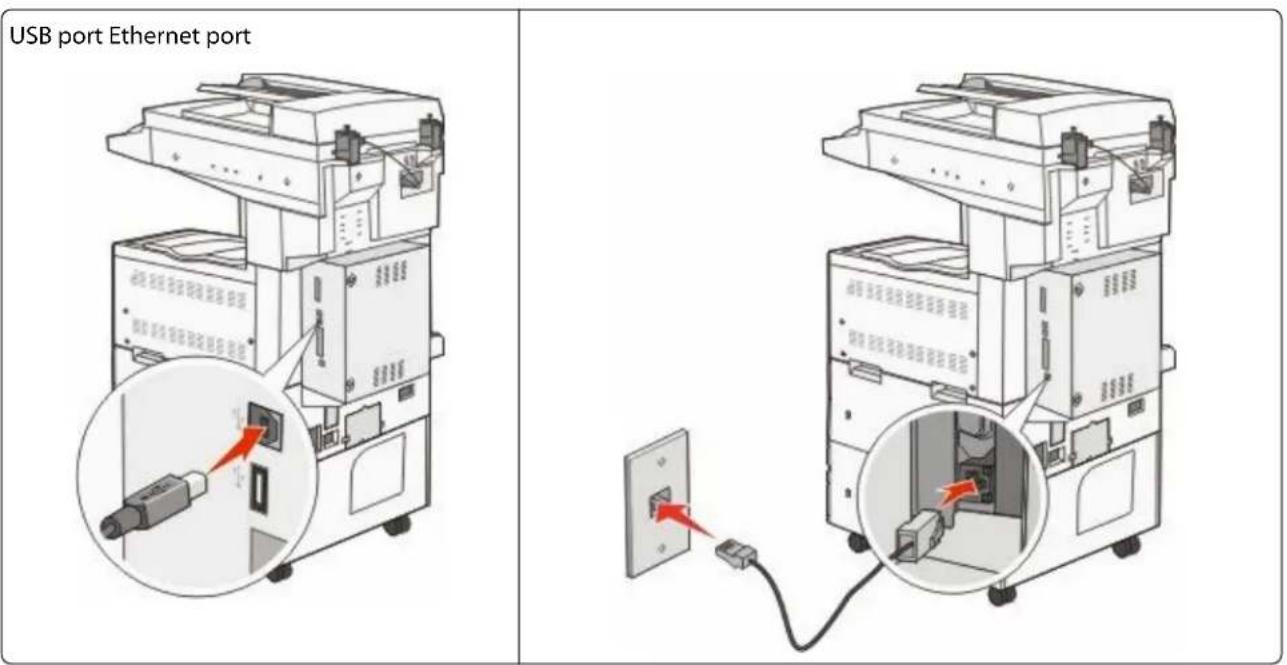 LEXMARK X862dte 4 - Attaching cables - 1