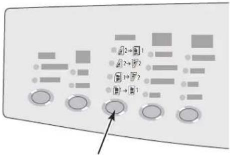 Diagram showing a control panel with labeled buttons and icons, highlighting one button as an arrow pointing to the bottom.