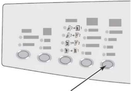 Diagram showing a control panel with four labeled buttons and an arrow pointing to the bottom button.