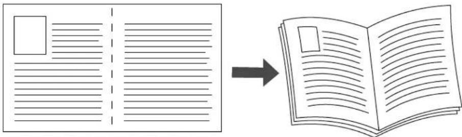 Illustration showing a document transforming into an open book, illustrating the process of text editing or reading.