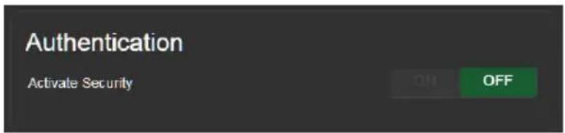 Authentication Activate Security OFF