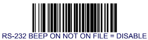 DATALOGIC Magellan 8303 - RS-232 Beep on Not on File - 1