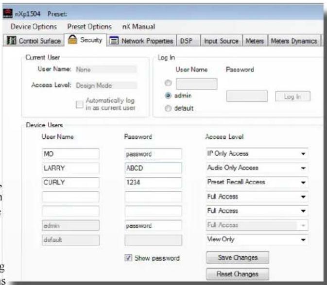 Ashly nXP754 - 9.4b Security Tab - 1