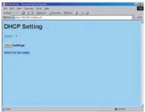 DHCP Setting DHCP Main settings return to top page