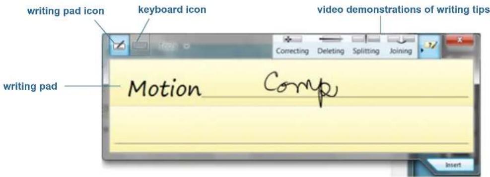 writing pad icon keyboard icon video demonstrations of writing tips Writing pad Motion Comp Insert