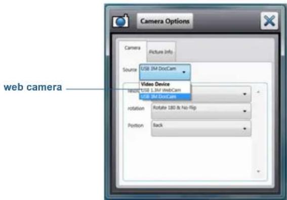 Camera Options Camera Picture Info Source USB 3M DocCam Video Device HKEY USB 1.3M WebCam USB 3M DocCam rotation Rotate L80 & No Flip Position Back